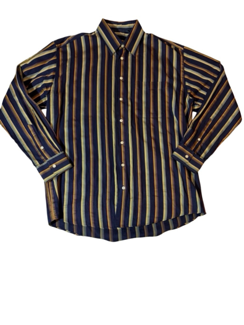 Burberry London Vintage Striped Button Front Shirt Men’s Large Made USA